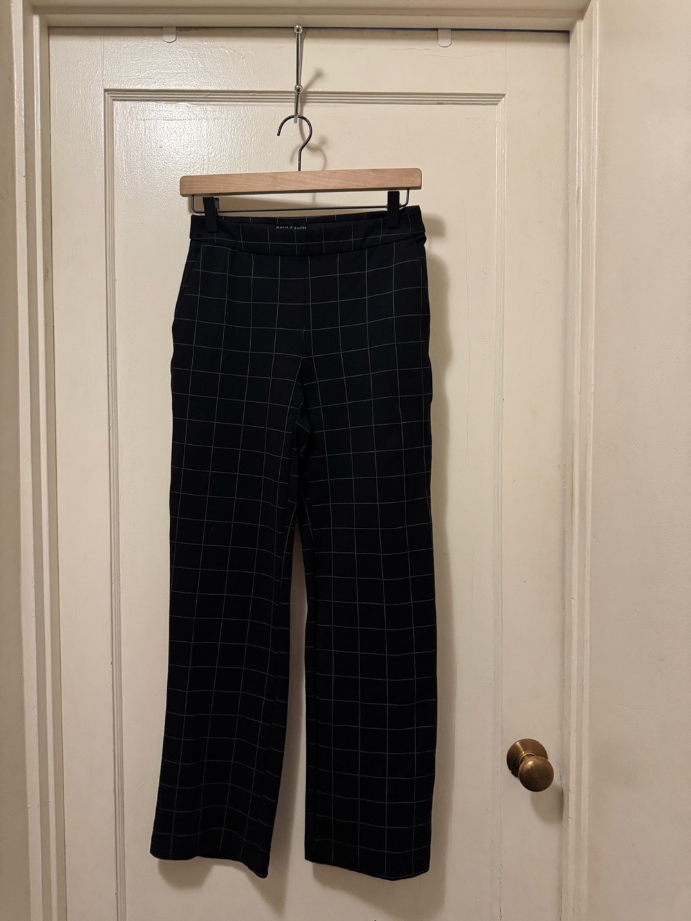 Mason Black Windowpane Wide-Leg Pants